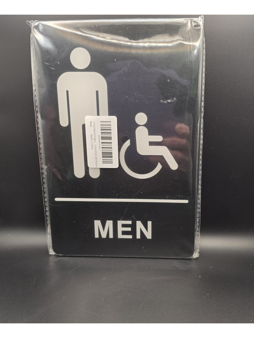 Men & Women Restroom Handicap Accessible Signs, Black/White, 2 Pack